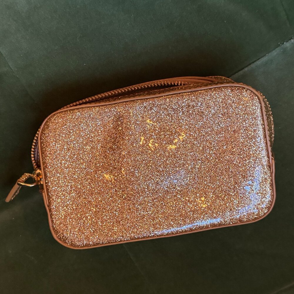 J.Crew Gold Laminate Cosmetic Pouch, Gold Glitter